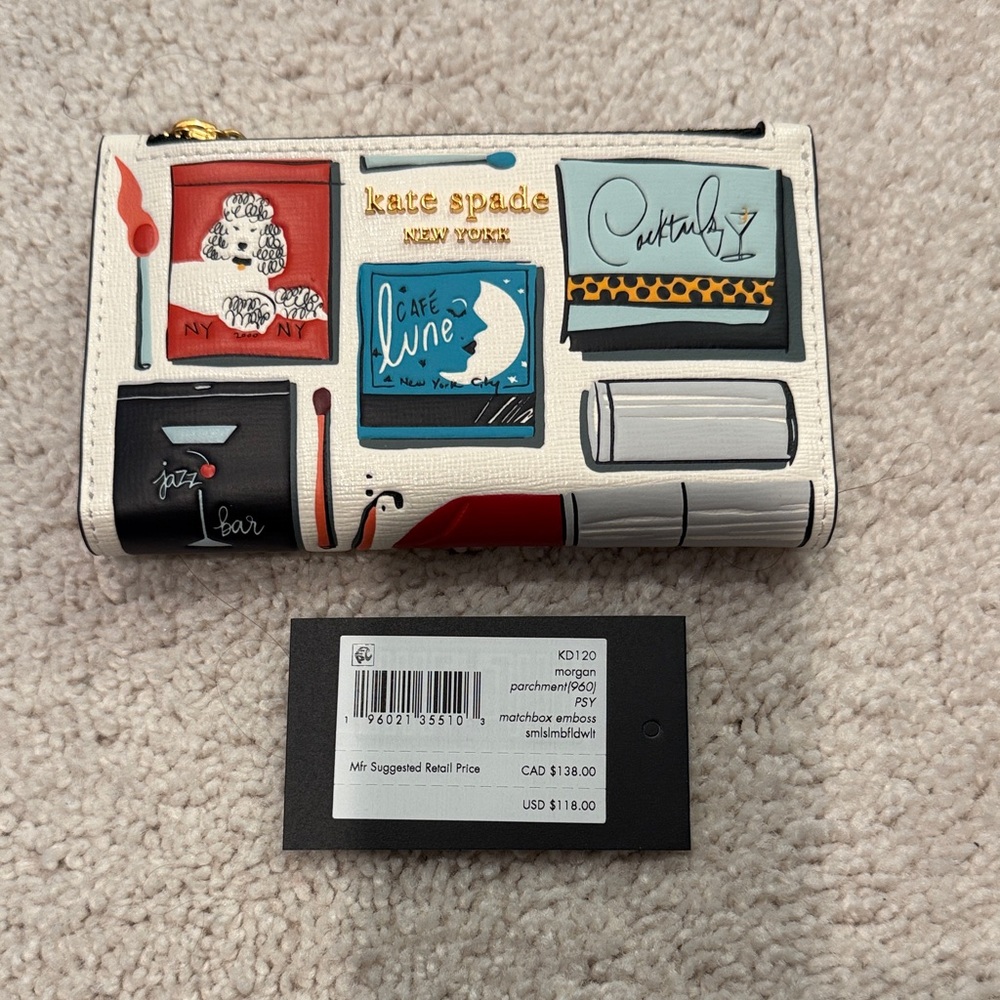 Kate Spade Graphic Print Wallet with Red and Black Accents